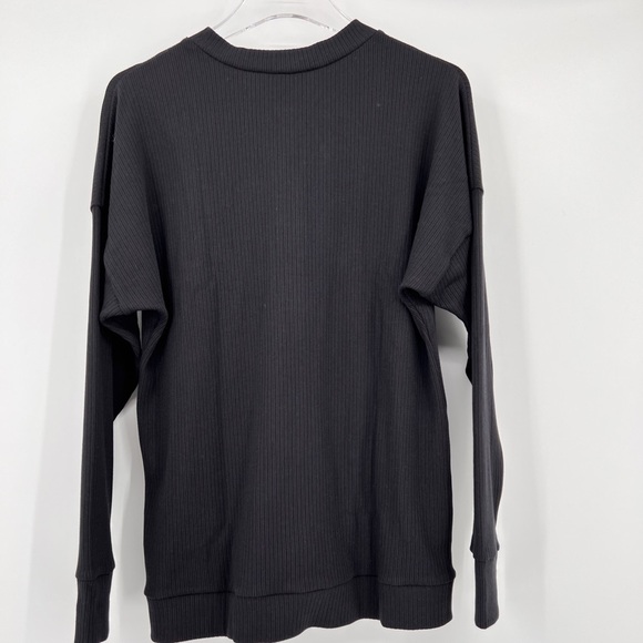 LETT Kruger Henley Ribbed Top In Black Size Large NWT - Picture 5 of 10